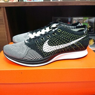 【小八】Nike Flyknit Racer Black White 陰陽 黑白 編織 綠線 526628-011