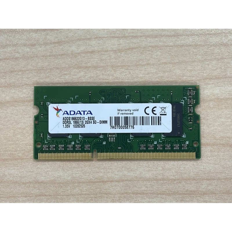 記憶體 筆記型記憶體 ADATA DDR3L 2GB SO-DIMM 1866MHz 1.35V