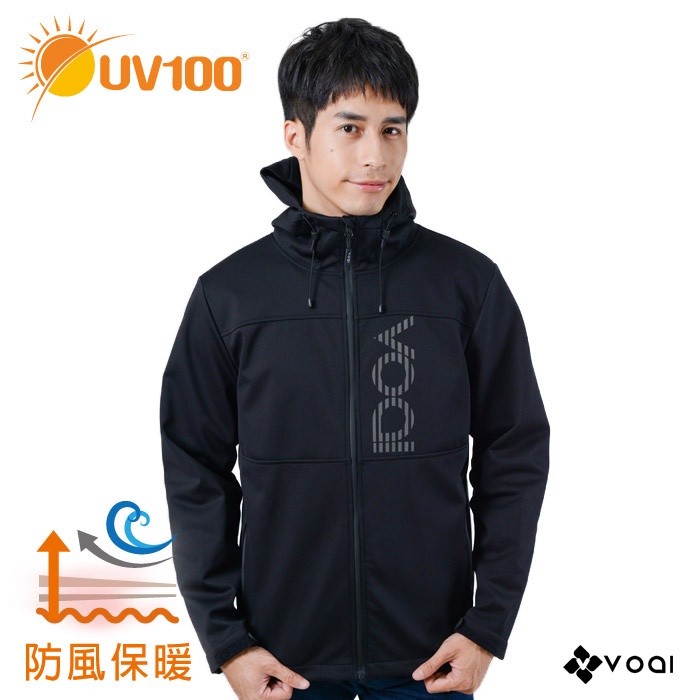 【UV100】 防曬 防風保暖-軟殼連帽男外套-側邊開口(AA92604) VOAI