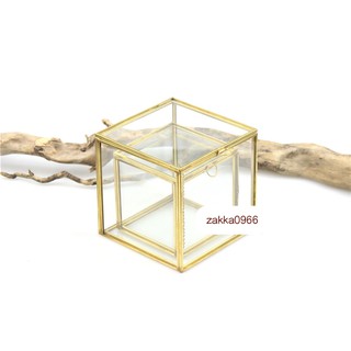 現貨 Aymhouse 玻璃盒 珠寶盒 收納盒 黃銅 正方形 飾品收納 金色 生活雜貨 銅製 微景觀花器 LBO09K5
