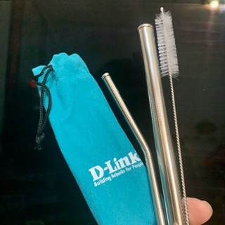 D-Link不鏽鋼防刮舌圈吸管組 粗吸管 細灣吸管 清潔刷 收納布套 台北現貨 d link 友訊 股東會紀念品