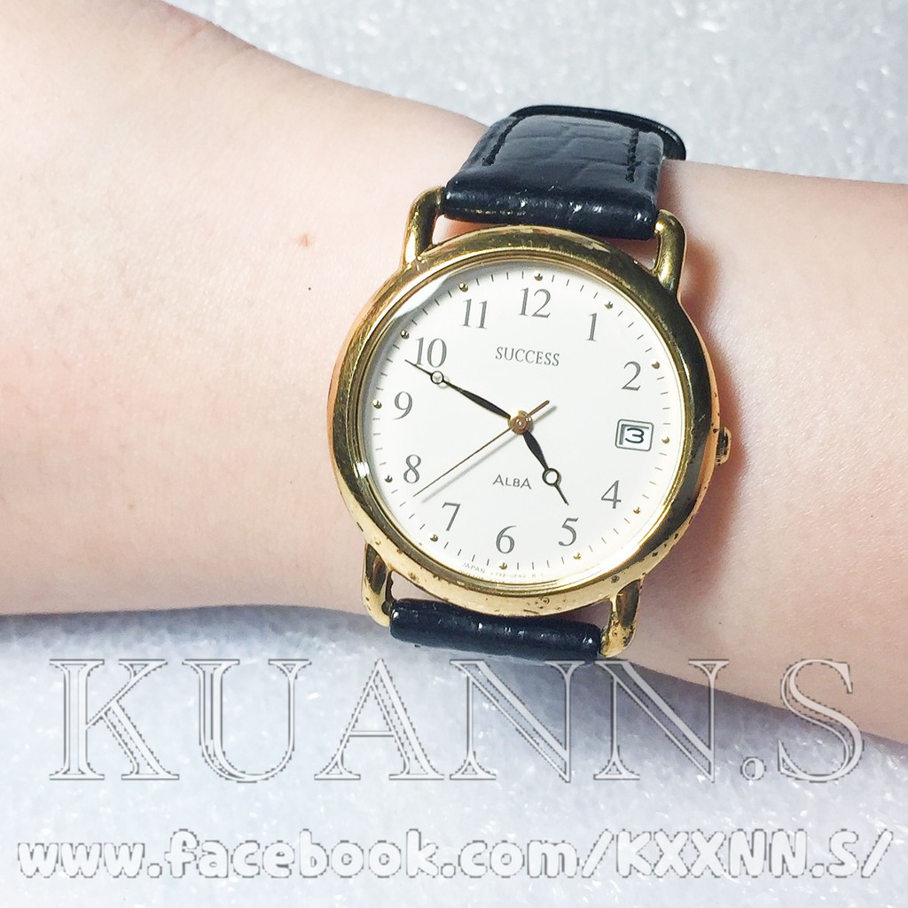 ::KUANN 於小飾::日本 SEIKO 精工 ALBA 雅柏 SUCCESS 金錶 石英錶 日期｜古董錶 復古錶
