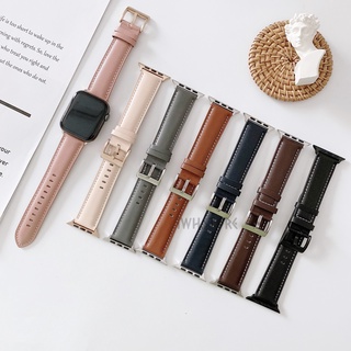 Apple Watch 時尚簡約真皮腕帶 適用於 iwatch SE 1-10代 蘋果錶帶 45mm 46mm 皮革錶帶