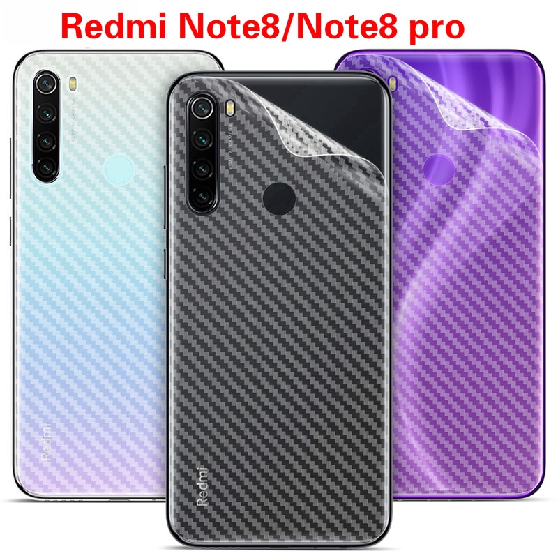 REDMI XIAOMI 小米紅米 Note 8 Pro 碳纖維花紋磨砂背膜後貼半透明軟保護膜