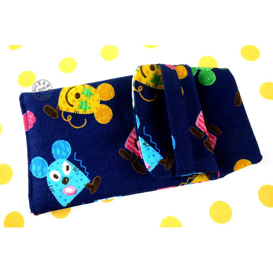 【寶貝童玩天地】【HO80-29】醫師袍口袋型筆袋 - 彩色老鼠 深藍色