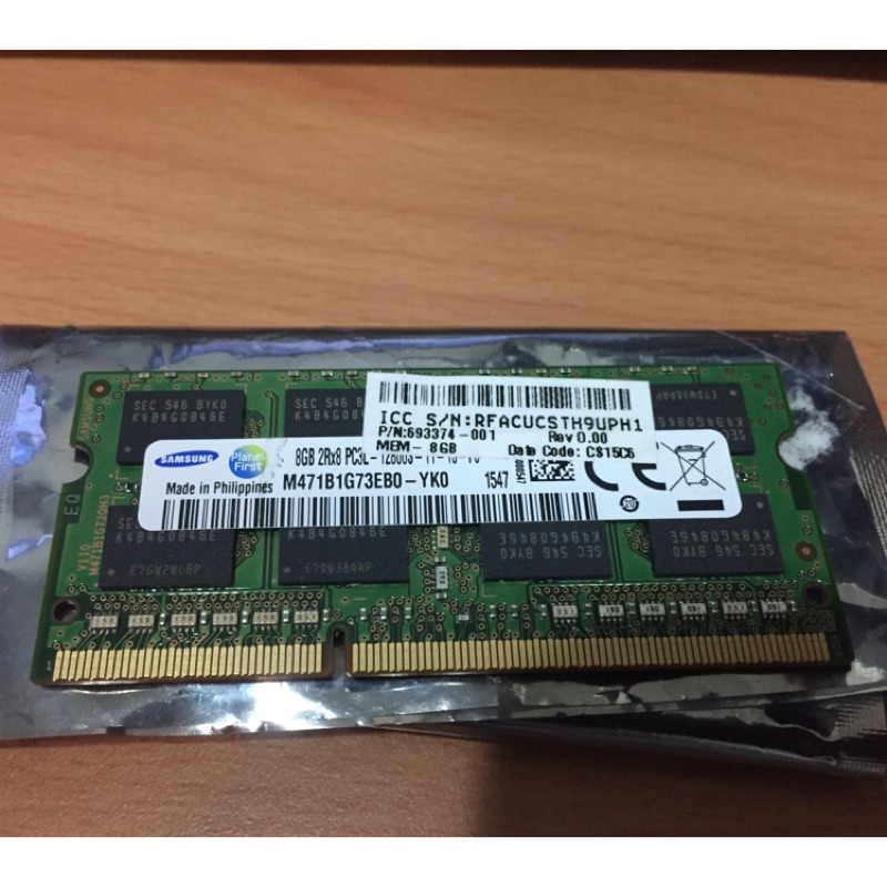 Samsung 三星 8G DDR3 1600 2Rx8 PC3L 12800S 筆電記憶體 （二手良品）