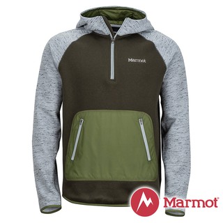 【Marmot】男 Gunnison 連帽中層保暖衣『灰/深綠』43990