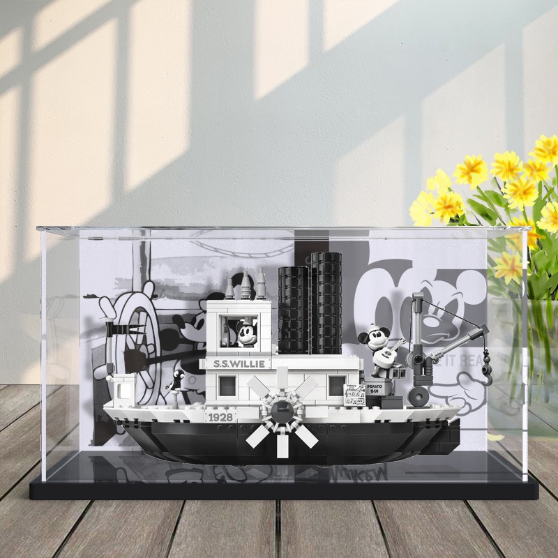 樂高 LEGO迪士尼威利號汽船米奇蒸汽船 21317 亞克力展示盒透明防塵罩