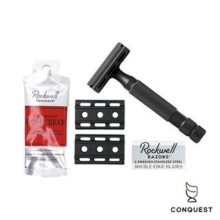 【 CONQUEST 】加拿大 Rockwell Razors Rockwell 6S 霧黑不鏽鋼刮鬍刀禮盒 可更換刀盤