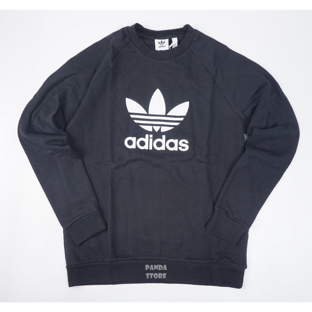 胖達）adidas Trefoil Crew Sweatshirt 愛迪達 男款 黑色 大學T 三葉草 CW1235