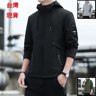 【臺灣現貨】M-7XL大尺碼男生外套風衣連帽外套 韓版風衣修身大衣 男大衣 秋季長袖外套 防風外套 型男必備 連帽風衣