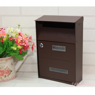 [HOME] 信箱 超取蝦皮限2件 POST 咖啡色 信件箱 鍛鐵信箱 雙投信口設計 郵箱