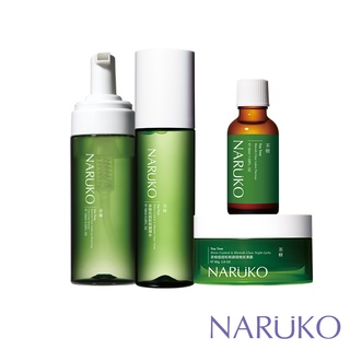 【naruko牛爾】茶樹抗痘清潔保養4件組(兩用慕絲+調理水+粉刺寶+晚安凍膜)(毛孔粉刺/精華/痘痘)