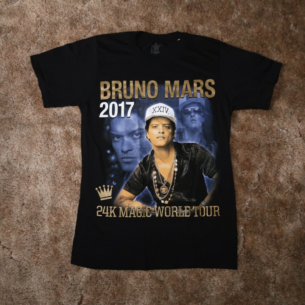 Bruno Mars 24K Magic Concert Tour 黑色男士小號短袖 t 卹