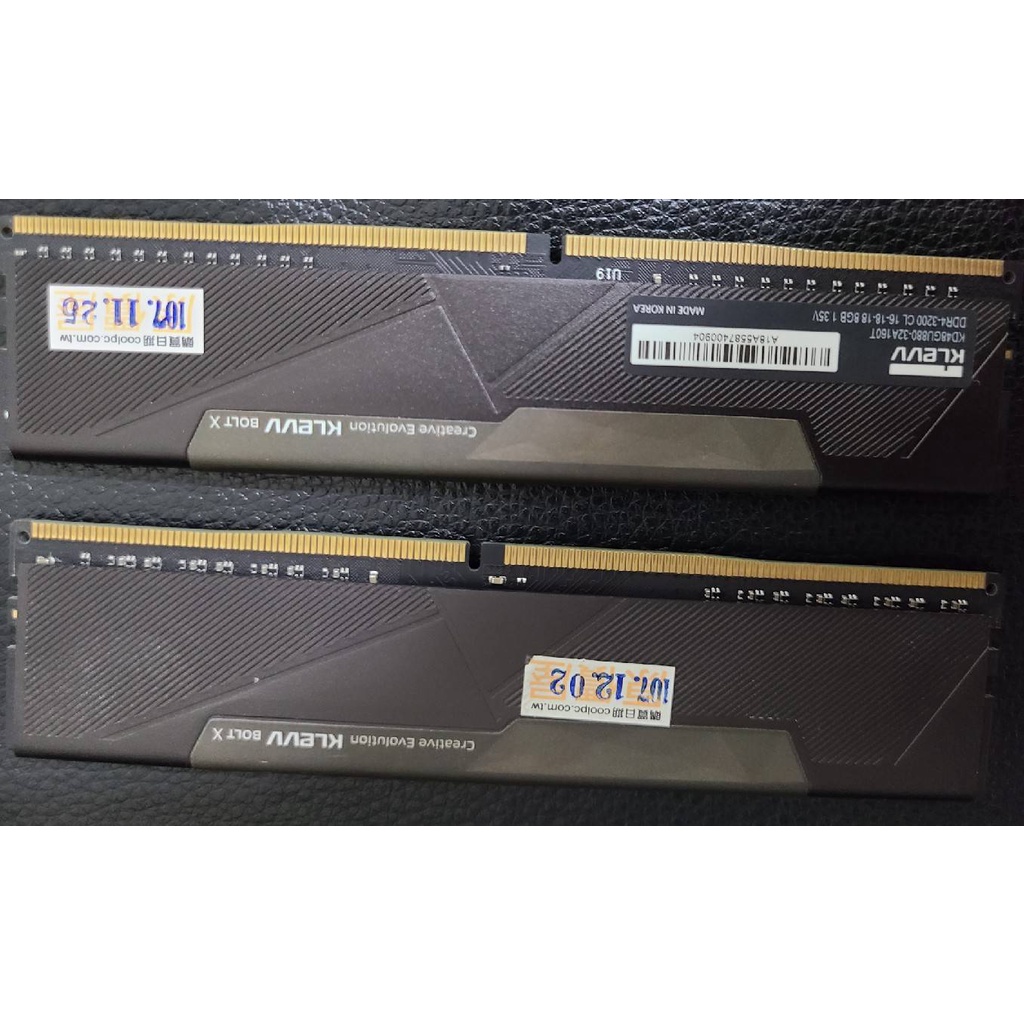 二手 KLEVV 科賦 BOLT X DDR4 3200 8Gx2 = 16G  桌上型記憶體 便宜賣