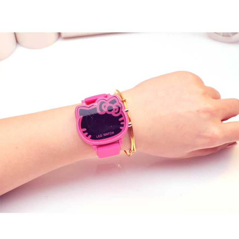 （滿299發貨）hello kitty手表女學生韓版簡約潮 數字式兒童電子表夜光運動手表