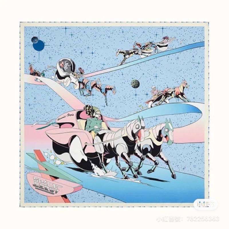 《全新正品》Hermes愛馬仕 太空德比🐎絲巾~愛馬仕天空藍90*90cm