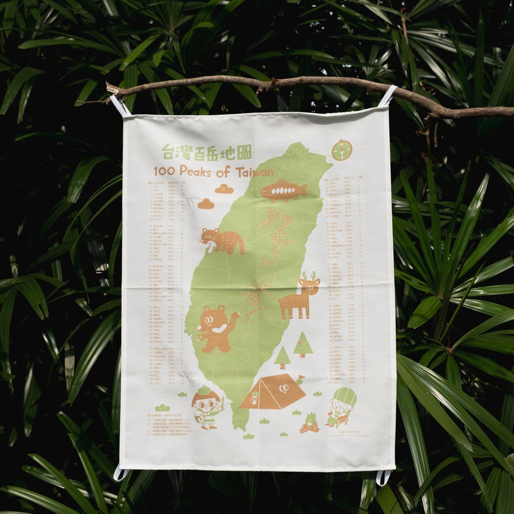 微醺斑比 台灣百岳地圖 插畫掛布 布幔