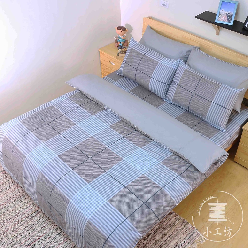 紳藍英倫-床包枕套/兩用被 60支純棉-300織新疆棉(床內束升級加高37cm)(床包適用於33公分高以內床墊)