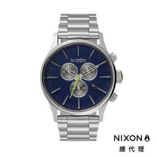 NIXON SENTRY CHRONO 極簡復刻 海軍藍 銀錶 鋼錶帶 男錶 女錶 手錶 A386-1981