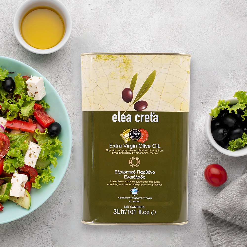 現貨免運【elea creta】希臘克里特島 Extra Virgin 特級冷壓初榨橄欖油 3L (錫鐵罐裝)