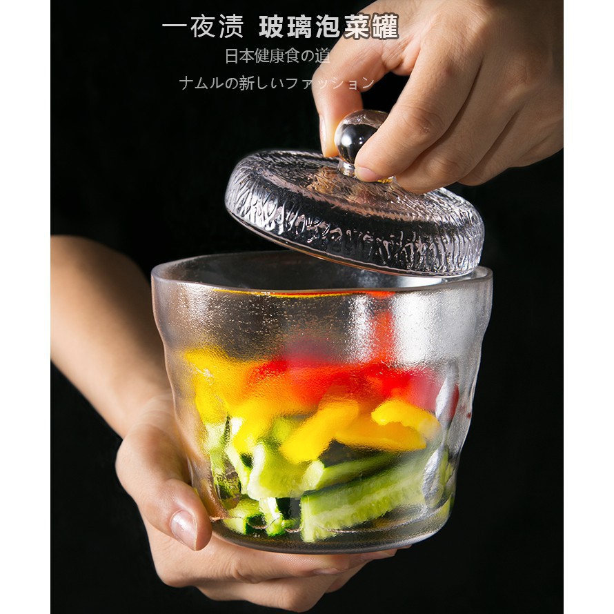 云尚生活小店日式一夜漬泡菜罐加厚玻璃漬物容器創意家用泡菜醃菜缸無鉛重石 蝦皮購物