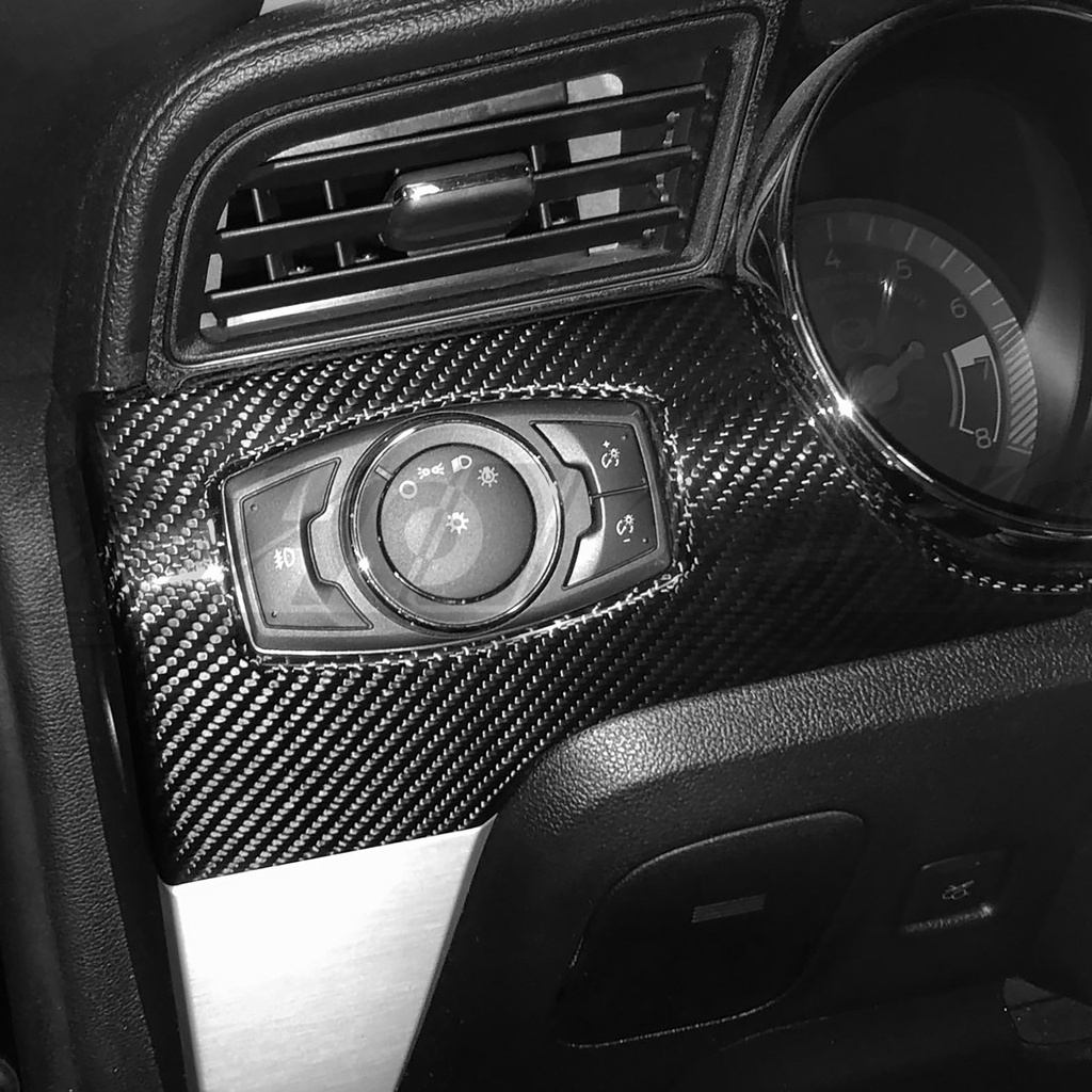 【YUHO高品質】適用福特野馬Mustang 2015-2017碳纖維控制大燈開關面板罩汽車內飾改裝配件造型硬件