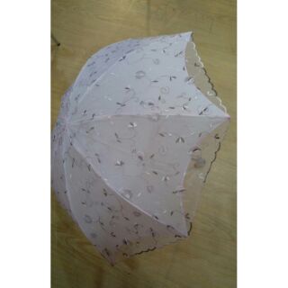 蕾絲雨陽傘/晴雨兼用。雙色立體蕾絲刺繡