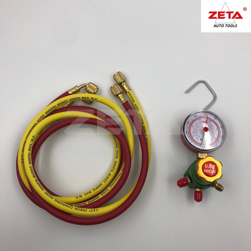 (免運費)   ZETA汽車工具  R12/22/134A R410A專用冷媒單錶組 100% MIT