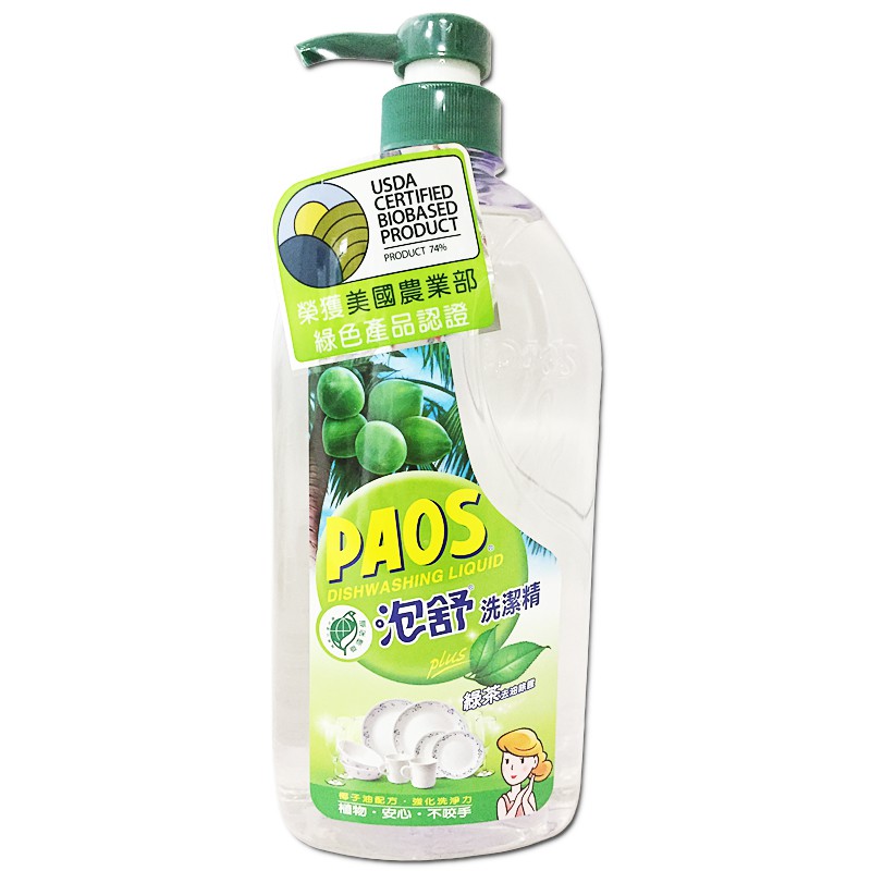 泡舒PAOS 洗潔精-綠茶1000ml