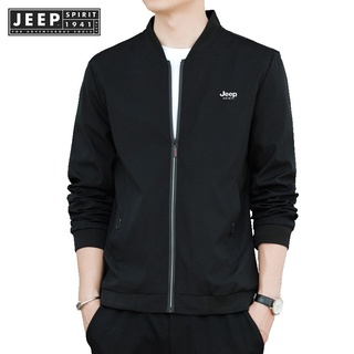 Jeep SPIRIT 1941 ESTD 男士夾克防水夾克男士優質夾克新款修身休閒棒球製服外套黑色/灰色/海軍/紅色尺
