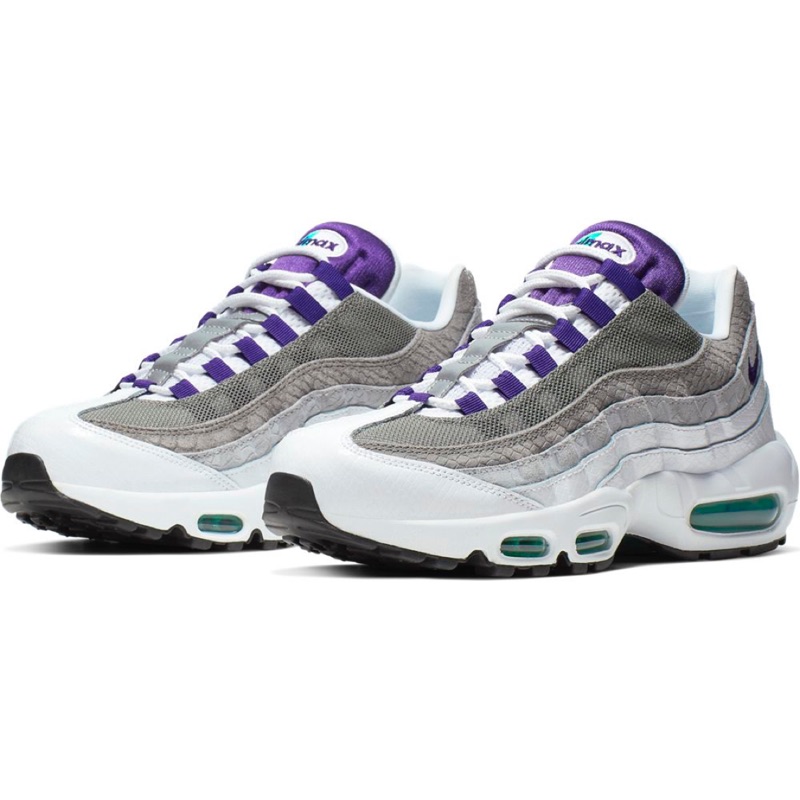 六成新（內附細節影片和照片）Nike Air Max 95 OG 限量經典紫灰款 女US7.5, 24.5CM