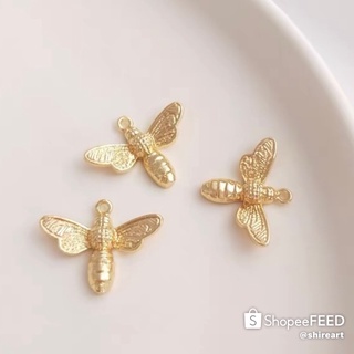 🇺🇸美國14k包金 正品 Vintage巴洛克式風格 高單位保色 超細緻小蜜蜂吊墜 耳環手串專用 DIY 手作材料