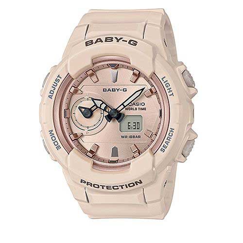 【CASIO】BABY-G 空氣系氣質女孩運動雙顯錶-膚粉X玫瑰金(BGA-230SA-4A)正版宏崑公司貨