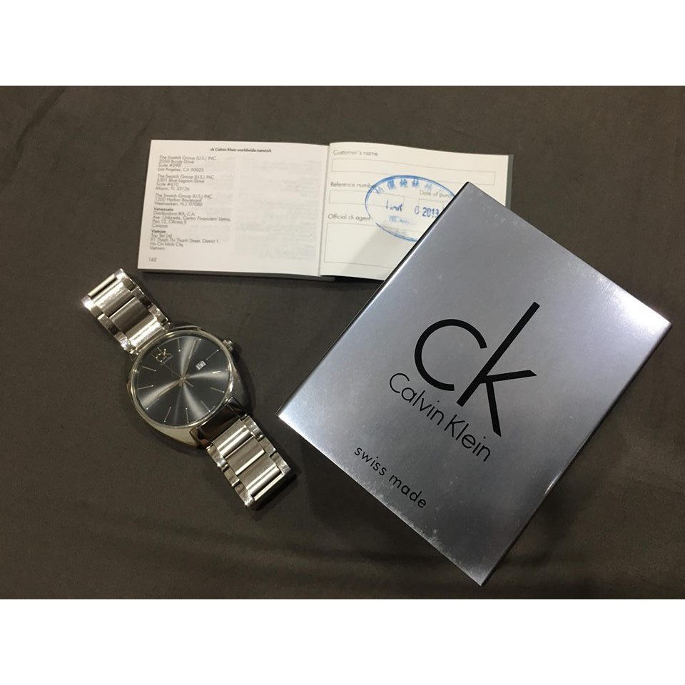 CK 灰面 大 45mm 男錶 鋼帶 手錶 K2F21100 二手