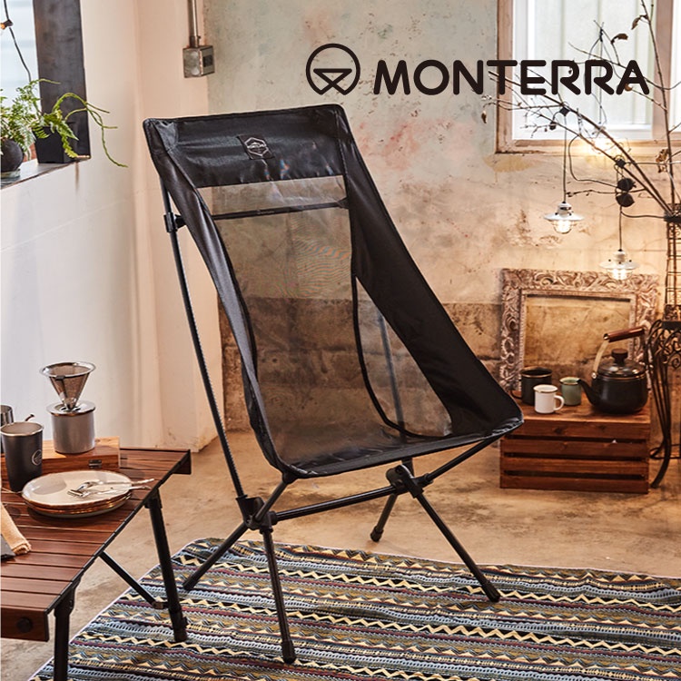 Monterra CVT2 L 輕量網布蝴蝶形摺疊椅 黑色｜ / 露營椅 戰術椅 月亮椅
