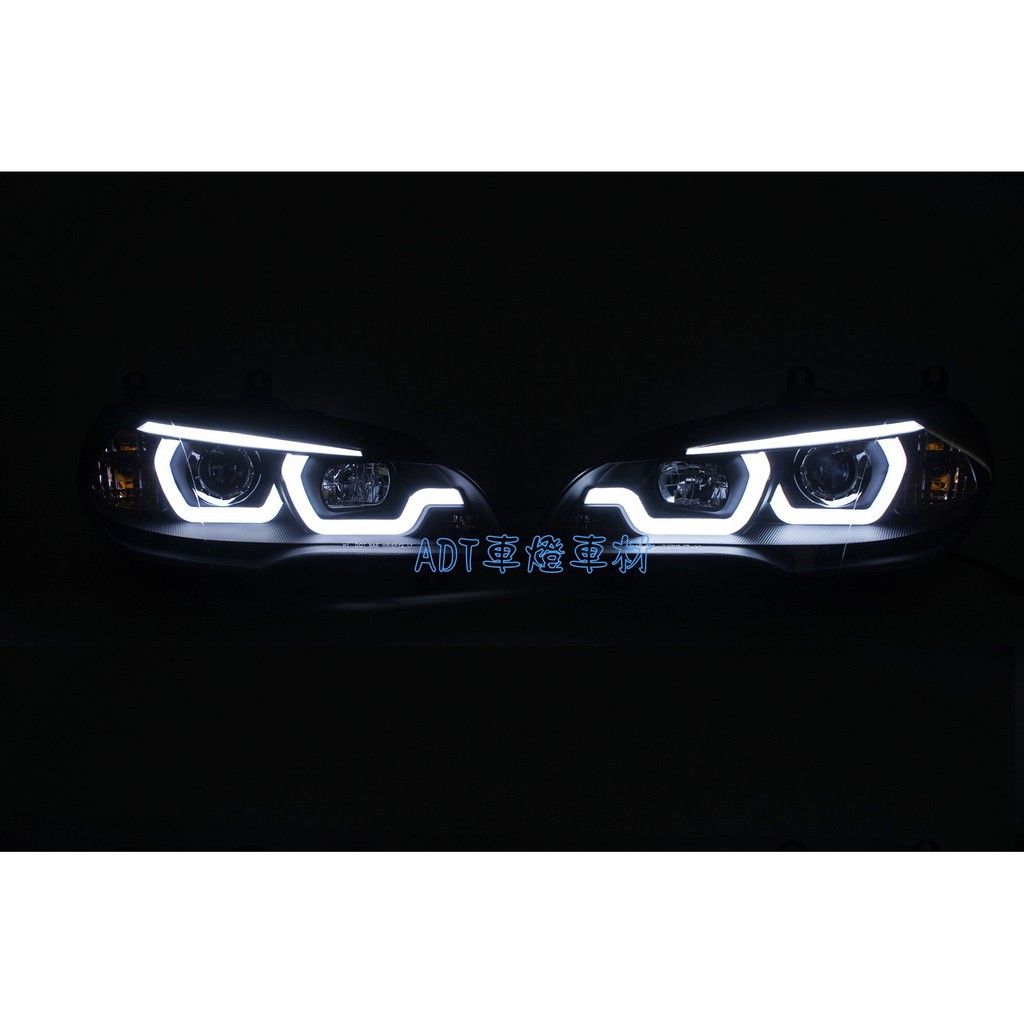 K.A.M. 寶馬 BMW E70 X5 07 08 09 10 LED 光條 雙U 光圈 魚眼 黑底大燈組