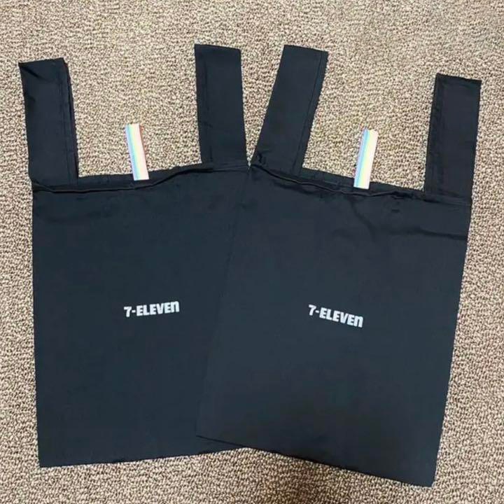 現貨 日本 超商 7-11 限量環保購物袋 nanaco 卡 ナナコ 彩虹帶 馬卡龍彩虹 收納購物袋 黑色 可洗
