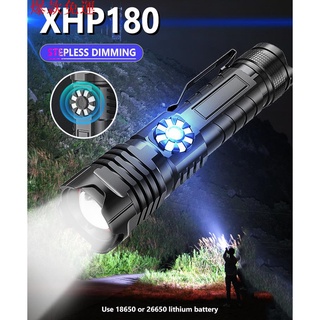 【熱銷爆款】XHP180強力無級調光LED手電筒USB可充電工作燈4模式變焦手電筒手電筒18650