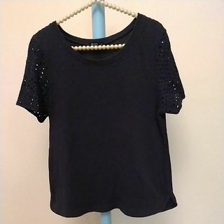 net s號 蕾絲袖 深藍短袖T-shirt
