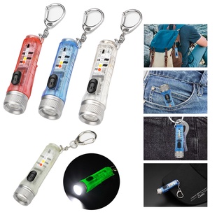 迷你 Led 手電筒帶 USB 可充電鑰匙扣口袋夾手電筒高流明明亮 EDC 小型戰術手持手電筒帶磁性防水筆手電筒露營