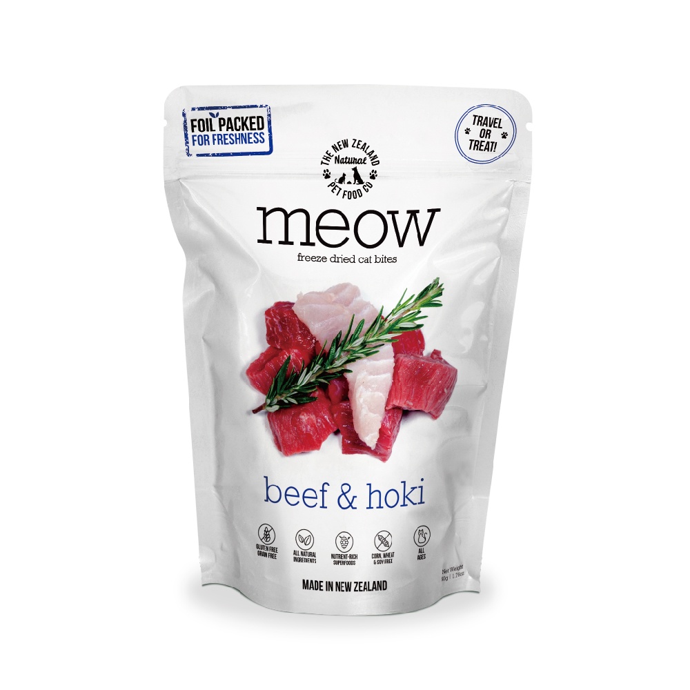 紐西蘭meow貓咪冷凍乾燥生食餐-牛肉+鱈魚 50g/280g