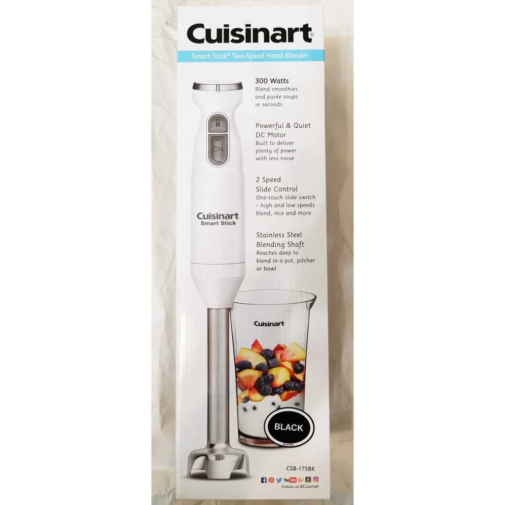 Cuisinart 300瓦強力馬達CSB-175#亮面黑#無量杯,2024年03月到台，美國原廠全新款攪拌棒有安全鈕