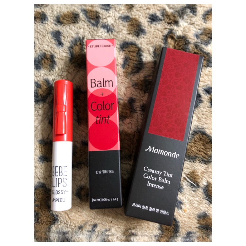 韓國a Pieu 唇膏 Etude House 雙色咬唇棒 Mamonde 玫瑰色唇膏 三支一起賣 單買也可 蝦皮購物