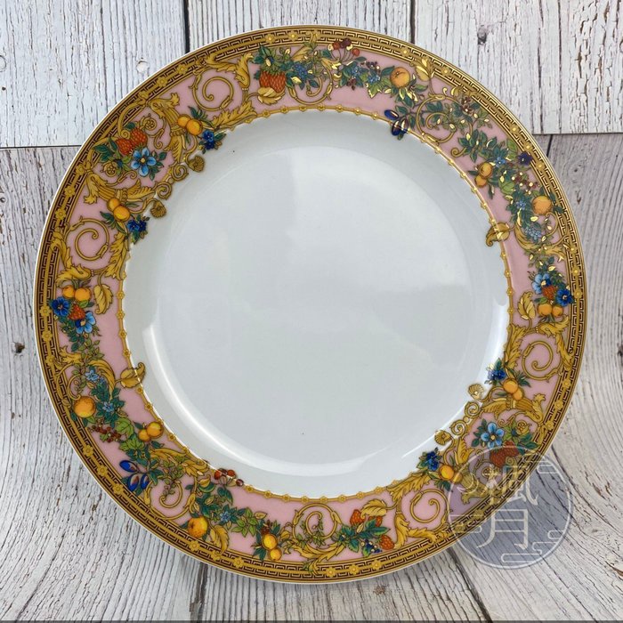 BRAND楓月 VERSACE 凡賽斯 粉色 庭園 花朵 瓷盤 圓盤 中盤