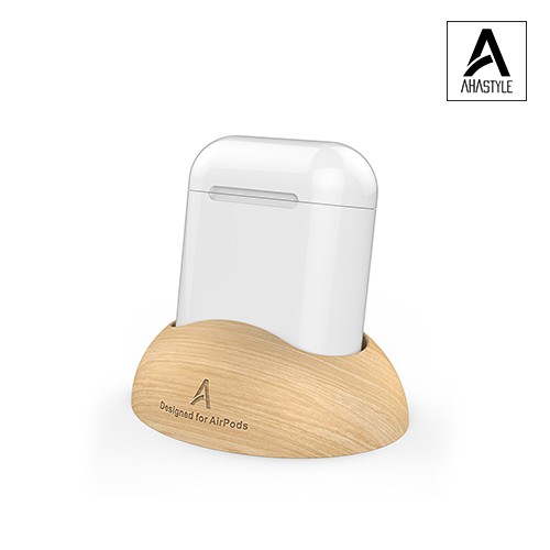 Ahastyle AirPods 2 1代 木製底座 底座 木紋 收納