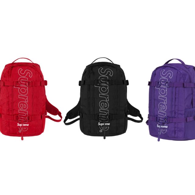 Supreme 18fw backpack 黑 紫 紅 後背包
