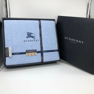 BURBERRY 100% 純棉 浴巾 毛巾 毯子 禮盒 藍色 正品