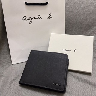 全新 agnes b. 防刮 零錢袋 黑色 6卡 草寫logo 牛皮 卡夾 男用 短夾 皮夾 保證真品 正品 新款 小b