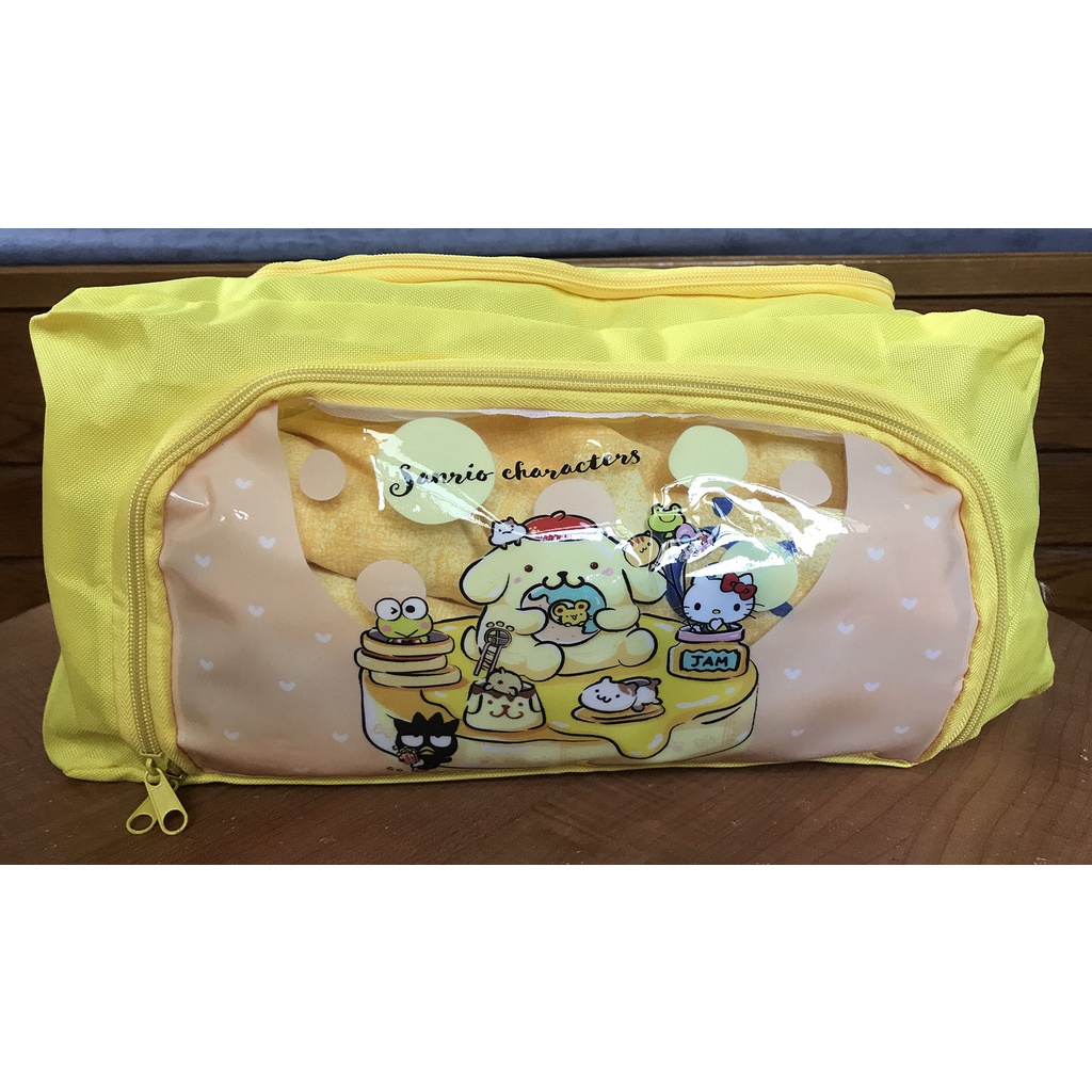 三麗鷗布丁狗衣物收納袋 行李袋 旅行收納包 牛津布收納袋 衣物分類折疊 內衣分裝-黃色（全新沒用過）